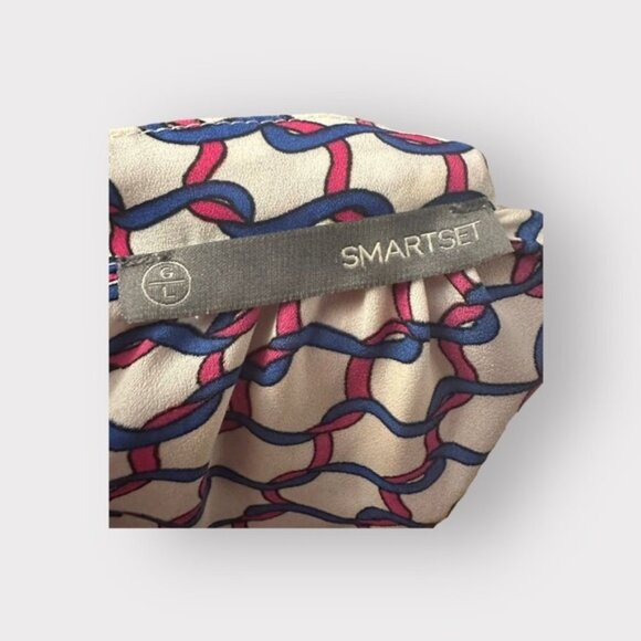 Women’s L Smart Set Chain Pattern Babydoll Tie Waist Large - Picture 9 of 9